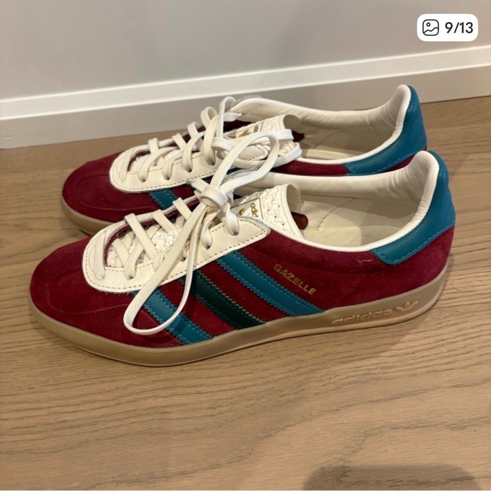 adidas Gazelle Retro Burgundy Suede Sneakers (EU 40.5, US M 7.5 and W8.5) - Picture 8 of 12